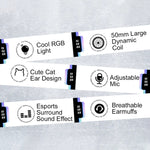 AWEI GM-9 Cat Ear Colorful Light Wired Gaming Headset with Mic, GM-9