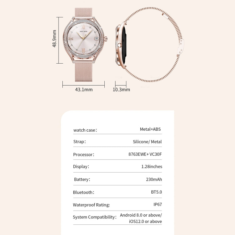 V66 1.28inch BT5.0 Smart Watch Support Heart Rate/ Sleep Detection, Silicone Strap