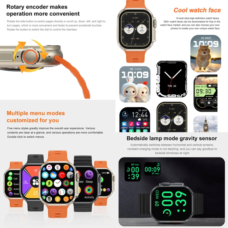 iW9 Ultra 2.04 inch Screen Smart Call Watch, BT Call / Heart Rate / Blood Pressure / Blood Oxygen