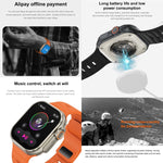 iW9 Ultra 2.04 inch Screen Smart Call Watch, BT Call / Heart Rate / Blood Pressure / Blood Oxygen