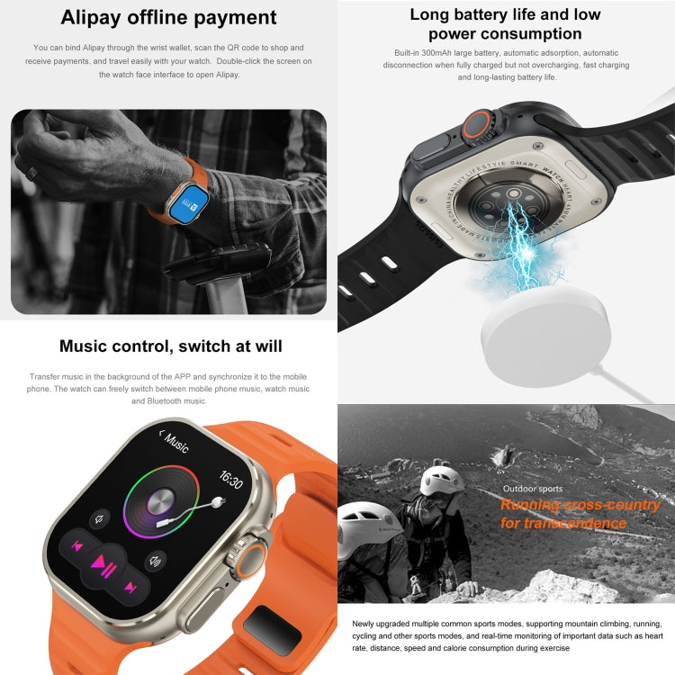 iW9 Ultra 2.04 inch Screen Smart Call Watch, BT Call / Heart Rate / Blood Pressure / Blood Oxygen