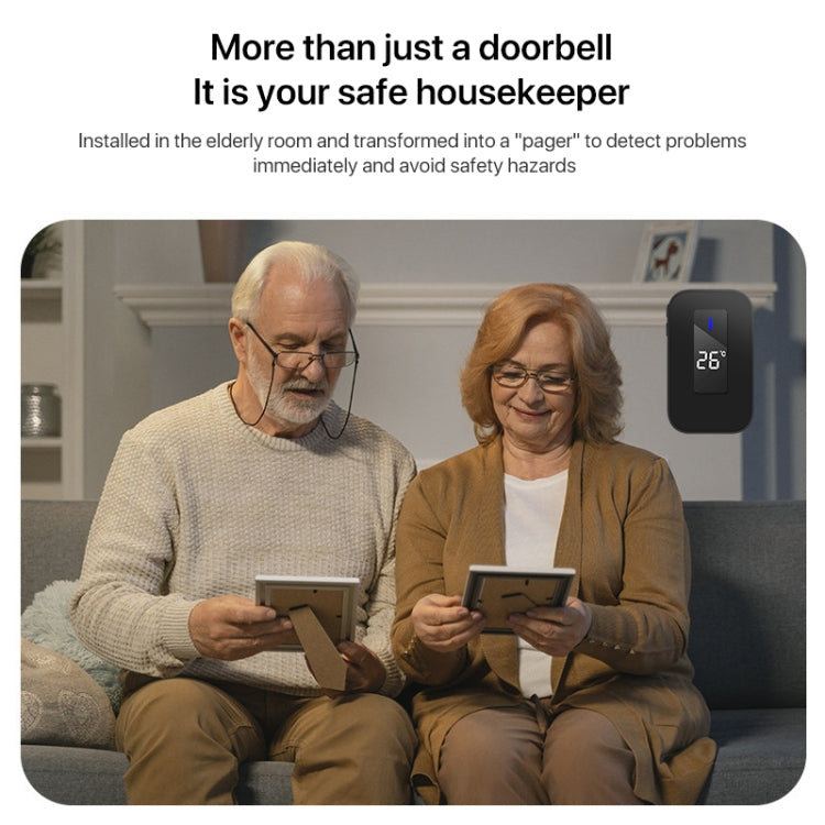 Sonnette sans fil C303B pour la maison individuelle avec affichage numérique de la température et télécommande pour personnes âgées