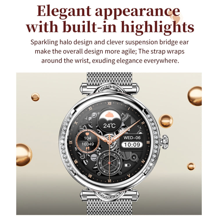 CF32 1.27 inch Screen Lady Smart Watch, Support Female Physiology Monitoring & 100+ Sports Modes, Silicone Band