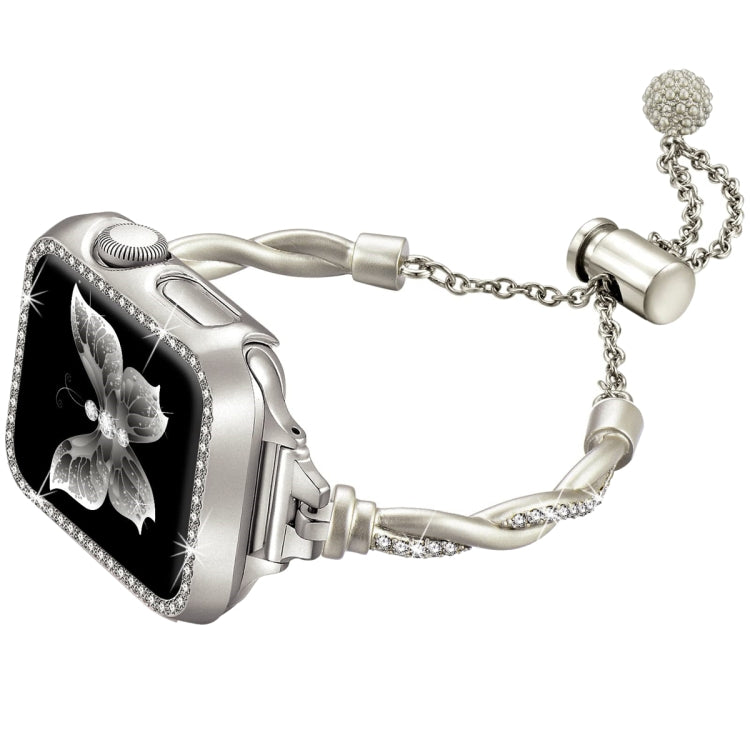 Twist Bracelet Diamond Metal Watch Band, For Apple Watch Series 4 44mm, For Apple Watch Series 4 40mm, For Apple Watch Series 3 38mm, For Apple Watch Series 3 42mm, For Apple Watch Series 2 42mm, For Apple Watch Series 2 38mm, For Apple Watch 42mm     ...