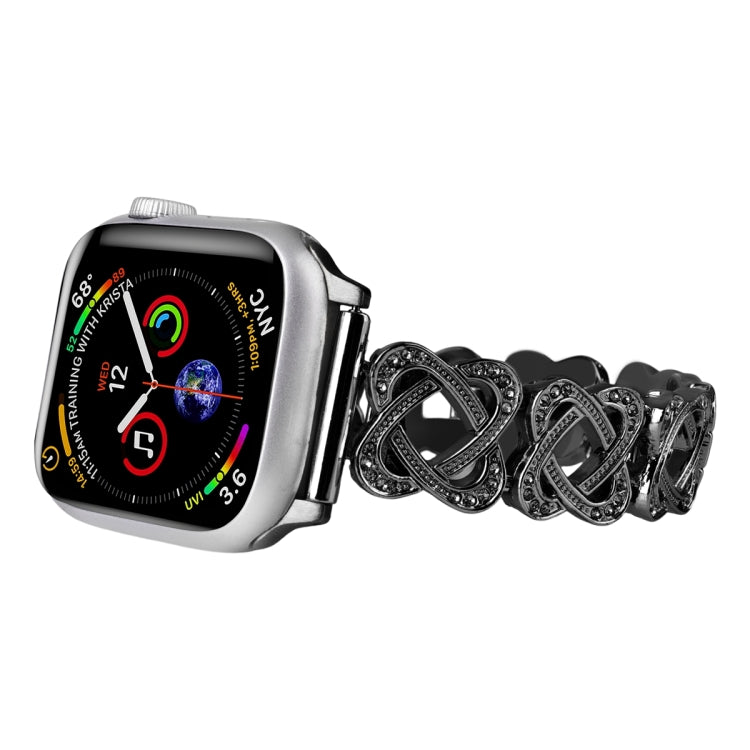 Hearts Crossed Diamond Metal Watch Band, For Apple Watch Series 4 44mm, For Apple Watch Series 4 40mm, For Apple Watch Series 3 38mm, For Apple Watch Series 3 42mm, For Apple Watch Series 2 42mm, For Apple Watch Series 2 38mm, For Apple Watch 42mm     ...