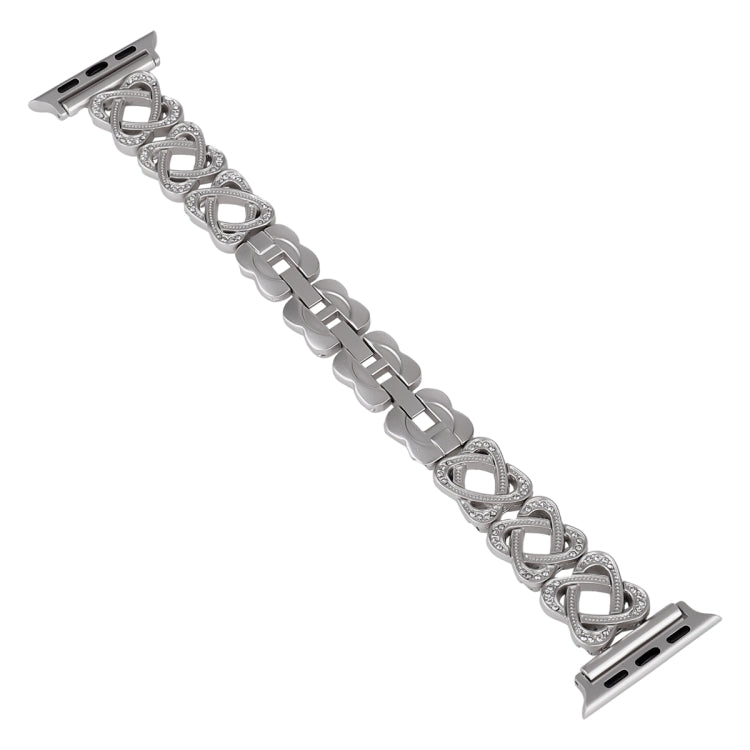 Hearts Crossed Diamond Metal Watch Band, For Apple Watch Series 4 44mm, For Apple Watch Series 4 40mm, For Apple Watch Series 3 38mm, For Apple Watch Series 3 42mm, For Apple Watch Series 2 42mm, For Apple Watch Series 2 38mm, For Apple Watch 42mm     ...
