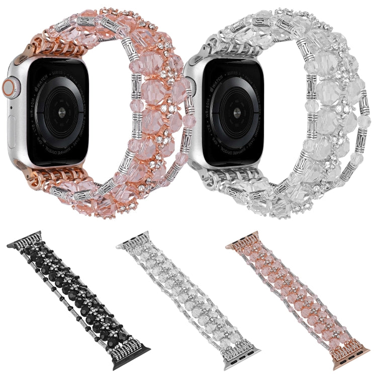 Beaded Diamond Bracelet Watch Band, For Apple Watch Series 5 44mm, For Apple Watch Series 5 40mm, For Apple Watch Series 4 44mm, For Apple Watch Series 4 40mm, For Apple Watch Series 3 38mm, For Apple Watch Series 3 42mm, For Apple Watch Series 2 42mm ...