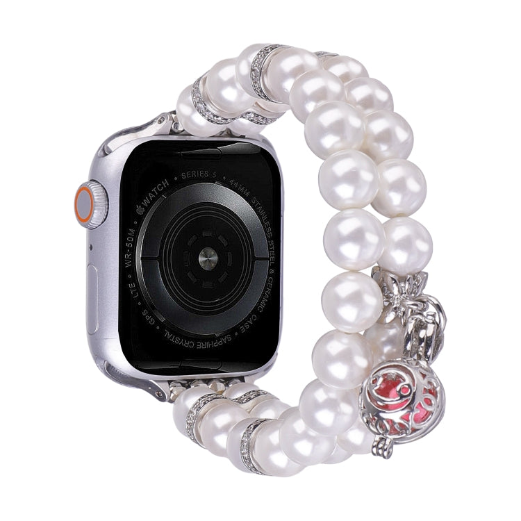 Beaded Dual Row Pearl Bracelet Watch Band, For Apple Watch Series 5 44mm, For Apple Watch Series 5 40mm, For Apple Watch Series 4 44mm, For Apple Watch Series 4 40mm, For Apple Watch Series 3 38mm, For Apple Watch Series 3 42mm                         ...