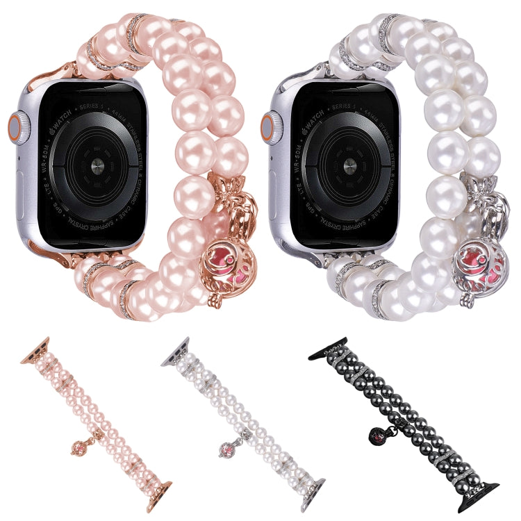 Beaded Dual Row Pearl Bracelet Watch Band, For Apple Watch Series 5 44mm, For Apple Watch Series 5 40mm, For Apple Watch Series 4 44mm, For Apple Watch Series 4 40mm, For Apple Watch Series 3 38mm, For Apple Watch Series 3 42mm                         ...