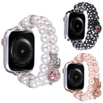 Beaded Dual Row Pearl Bracelet Watch Band, For Apple Watch Series 5 44mm, For Apple Watch Series 5 40mm, For Apple Watch Series 4 44mm, For Apple Watch Series 4 40mm, For Apple Watch Series 3 38mm, For Apple Watch Series 3 42mm                         ...