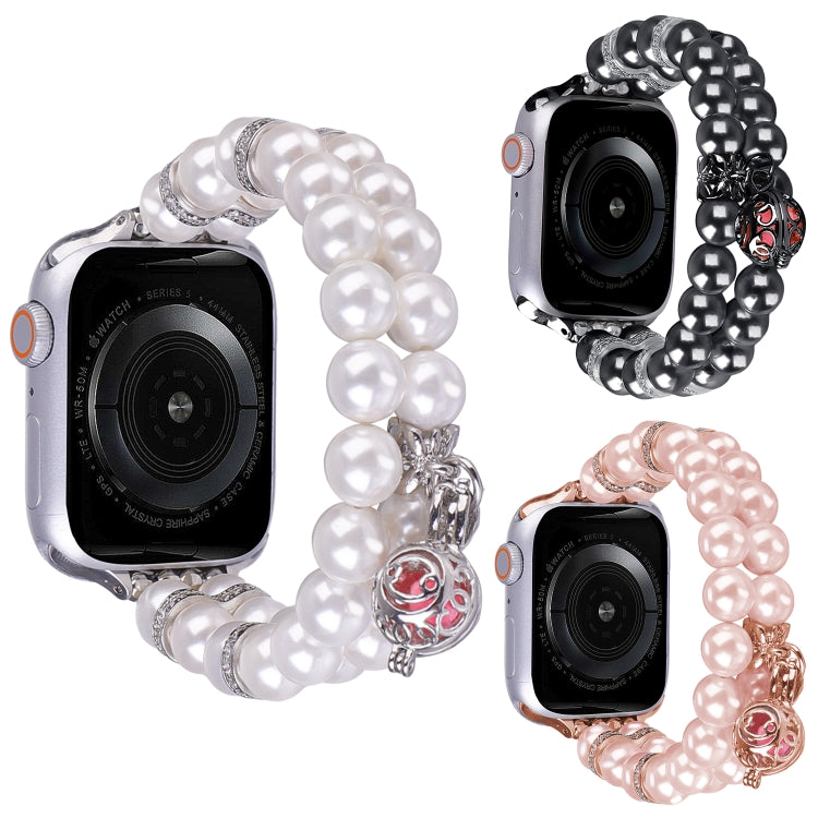 Beaded Dual Row Pearl Bracelet Watch Band, For Apple Watch Series 5 44mm, For Apple Watch Series 5 40mm, For Apple Watch Series 4 44mm, For Apple Watch Series 4 40mm, For Apple Watch Series 3 38mm, For Apple Watch Series 3 42mm                         ...