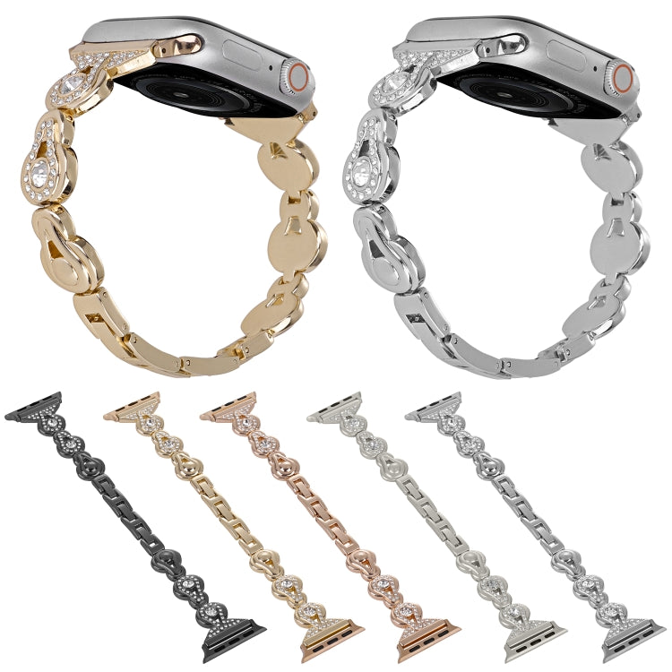 Gourd Diamond Metal Watch Band, For Apple Watch Series 4 44mm, For Apple Watch Series 4 40mm, For Apple Watch Series 3 38mm, For Apple Watch Series 3 42mm, For Apple Watch Series 2 42mm, For Apple Watch Series 2 38mm, For Apple Watch 42mm              ...