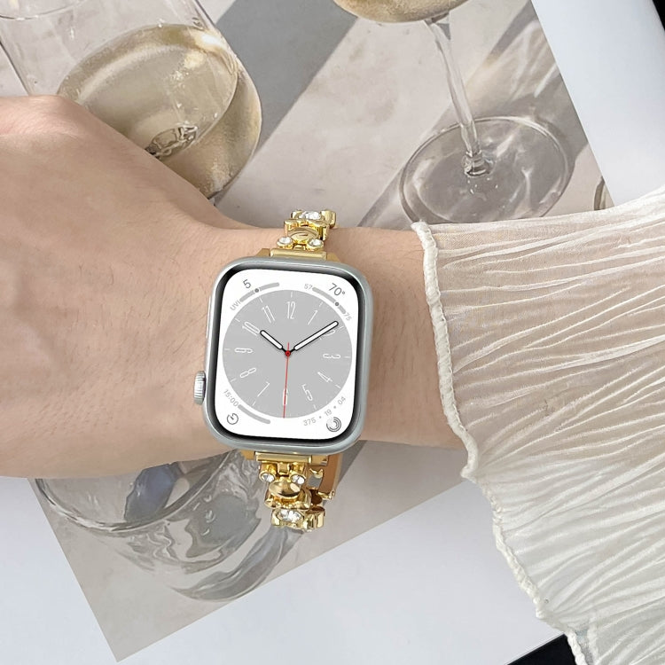 Metal Diamond Bear Chain Watch Band, For Apple Watch Series 4 44mm, For Apple Watch Series 4 40mm, For Apple Watch Series 3 38mm, For Apple Watch Series 3 42mm, For Apple Watch Series 2 42mm, For Apple Watch Series 2 38mm, For Apple Watch 42mm         ...