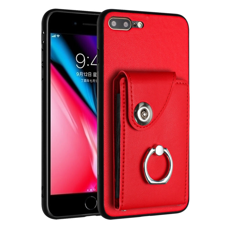حافظة هاتف مع حامل حلقة وحقيبة بطاقات Organ، لهواتف iPhone 8 Plus / 7 Plus