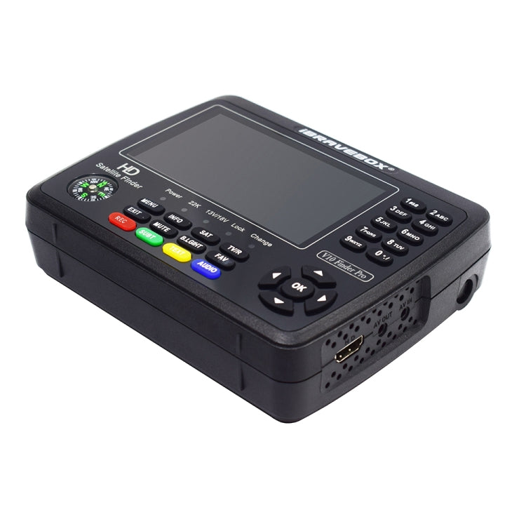 جهاز قياس إشارة الأقمار الصناعية الرقمي iBRAVEBOX V10 Finder Pro بشاشة 4.3 بوصة، يدعم DVB-S/S2/S2X/T/T2/C، قابس الاتحاد الأوروبي، الولايات المتحدة، المملكة المتحدة، أستراليا