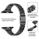 Slim Seven Bead Slingshot Buckle Metal Watch Band, For Apple Watch SE 2023 44mm, For Apple Watch SE 2023 40mm, For Apple Watch Ultra 2 49mm, For Apple Watch Series 9 45mm, For Apple Watch Series 9 41mm, For Apple Watch Ultra 49mm                       ...