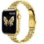 Slim Seven Bead Slingshot Buckle Metal Watch Band, For Apple Watch SE 2023 44mm, For Apple Watch SE 2023 40mm, For Apple Watch Ultra 2 49mm, For Apple Watch Series 9 45mm, For Apple Watch Series 9 41mm, For Apple Watch Ultra 49mm                       ...
