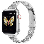 Slim Seven Bead Slingshot Buckle Metal Watch Band, For Apple Watch SE 2023 44mm, For Apple Watch SE 2023 40mm, For Apple Watch Ultra 2 49mm, For Apple Watch Series 9 45mm, For Apple Watch Series 9 41mm, For Apple Watch Ultra 49mm                       ...