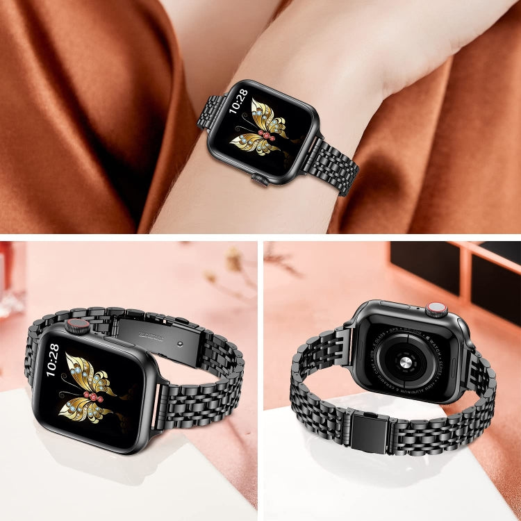 Slim Seven Bead Slingshot Buckle Metal Watch Band, For Apple Watch 42mm, For Apple Watch 38mm