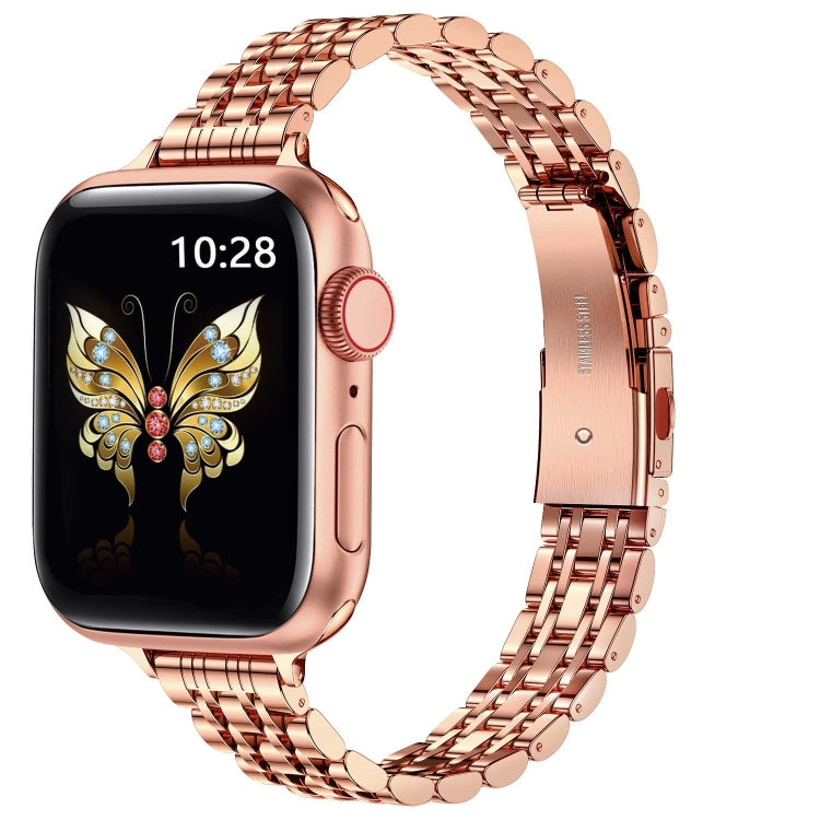 Slim Seven Bead Slingshot Buckle Metal Watch Band, For Apple Watch 42mm, For Apple Watch 38mm