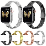 Slim Seven Bead Slingshot Buckle Metal Watch Band, For Apple Watch SE 2023 44mm, For Apple Watch SE 2023 40mm, For Apple Watch Ultra 2 49mm, For Apple Watch Series 9 45mm, For Apple Watch Series 9 41mm, For Apple Watch Ultra 49mm                       ...