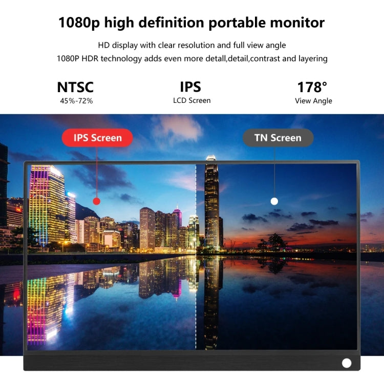 15.6 inch HDR 1080P IPS Screen Portable Monitor, 15.6 inch 1080P