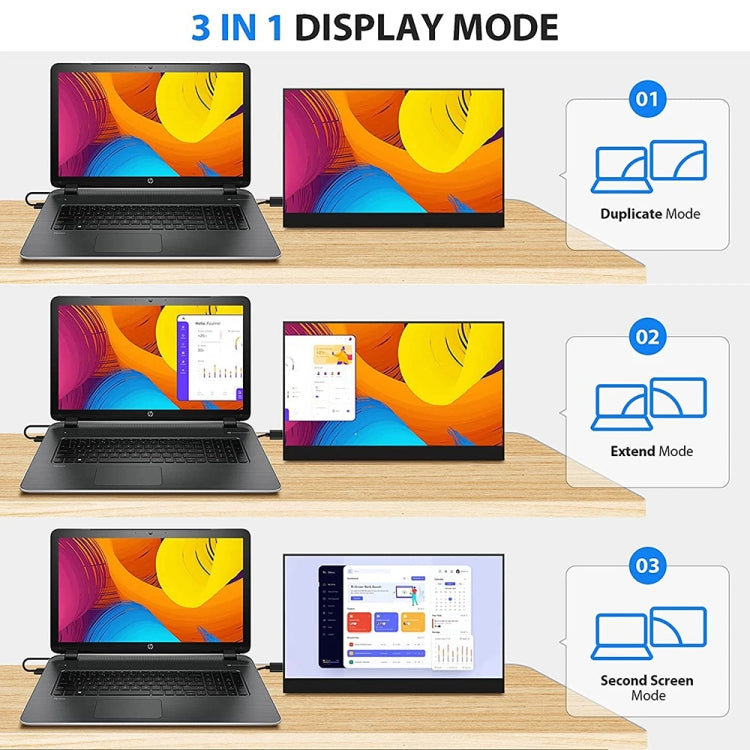 15.6 inch HDR 1080P IPS Screen Portable Monitor, 15.6 inch 1080P
