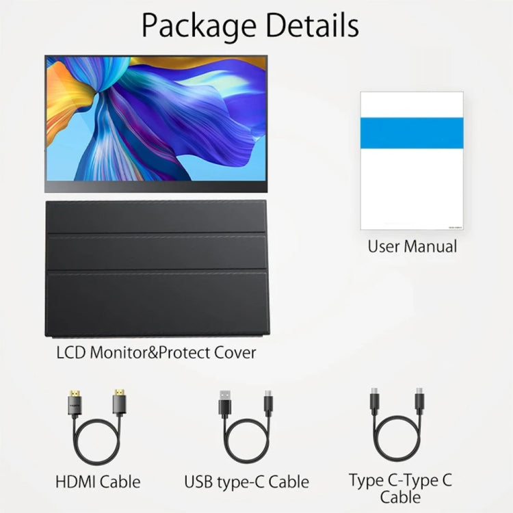 15.6 inch HDR 1080P IPS Screen Portable Monitor, 15.6 inch 1080P