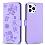 Four-leaf Embossed Leather Phone Case, For iPhone 7 / 8 / SE 2022, For iPhone 13 Pro Max, For iPhone 13 Pro, For iPhone 13, For iPhone 12 / 12 Pro, For iPhone 12 Pro Max, For iPhone 11 Pro Max, For iPhone 11