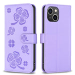 Four-leaf Embossed Leather Phone Case, For iPhone 7 / 8 / SE 2022, For iPhone 13 Pro Max, For iPhone 13 Pro, For iPhone 13, For iPhone 12 / 12 Pro, For iPhone 12 Pro Max, For iPhone 11 Pro Max, For iPhone 11