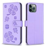 Four-leaf Embossed Leather Phone Case, For iPhone 7 / 8 / SE 2022, For iPhone 13 Pro Max, For iPhone 13 Pro, For iPhone 13, For iPhone 12 / 12 Pro, For iPhone 12 Pro Max, For iPhone 11 Pro Max, For iPhone 11