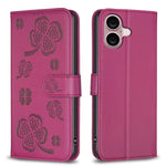 Four-leaf Embossed Leather Phone Case, For iPhone 17 Pro Max, For iPhone 17 Pro, For iPhone 17, For iPhone Air, For iPhone 16 Pro Max, For iPhone 16 Pro, For iPhone 16 Plus, For iPhone 16