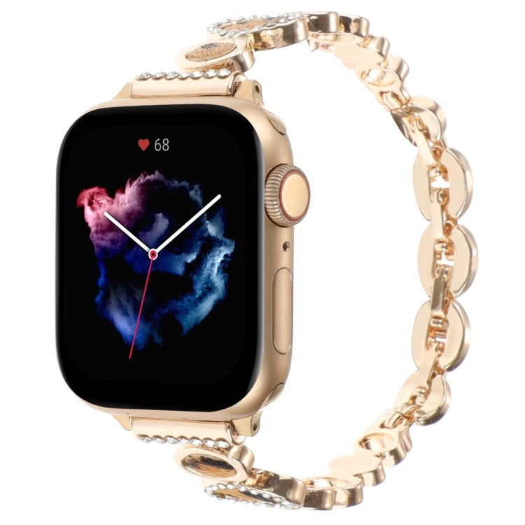 Leopard Rhinestones Metal Chain Watch Band, For Apple Watch 42mm, For Apple Watch 38mm