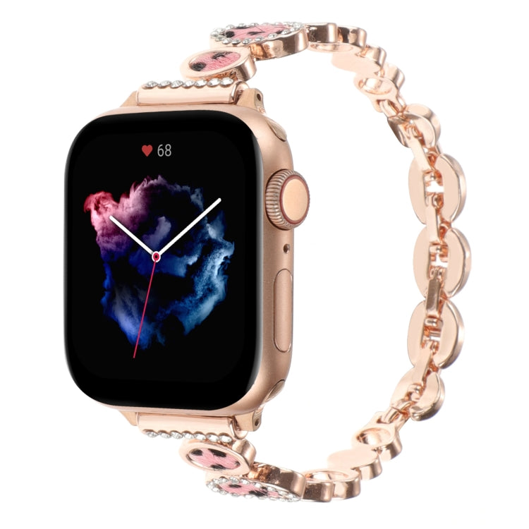Leopard Rhinestones Metal Chain Watch Band, For Apple Watch 42mm, For Apple Watch 38mm