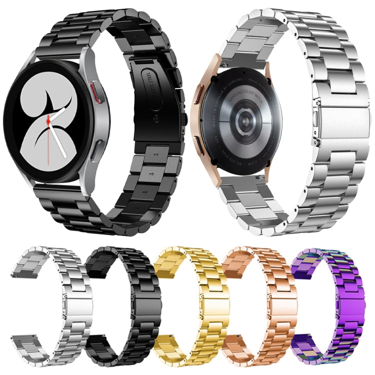 Flat Head Three-bead Stainless Steel Watch Band, For Samsung Galaxy Watch6 / 6 Classic