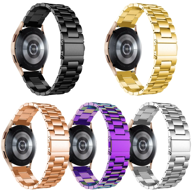 Flat Head Three-bead Stainless Steel Watch Band, For Samsung Galaxy Watch6 / 6 Classic