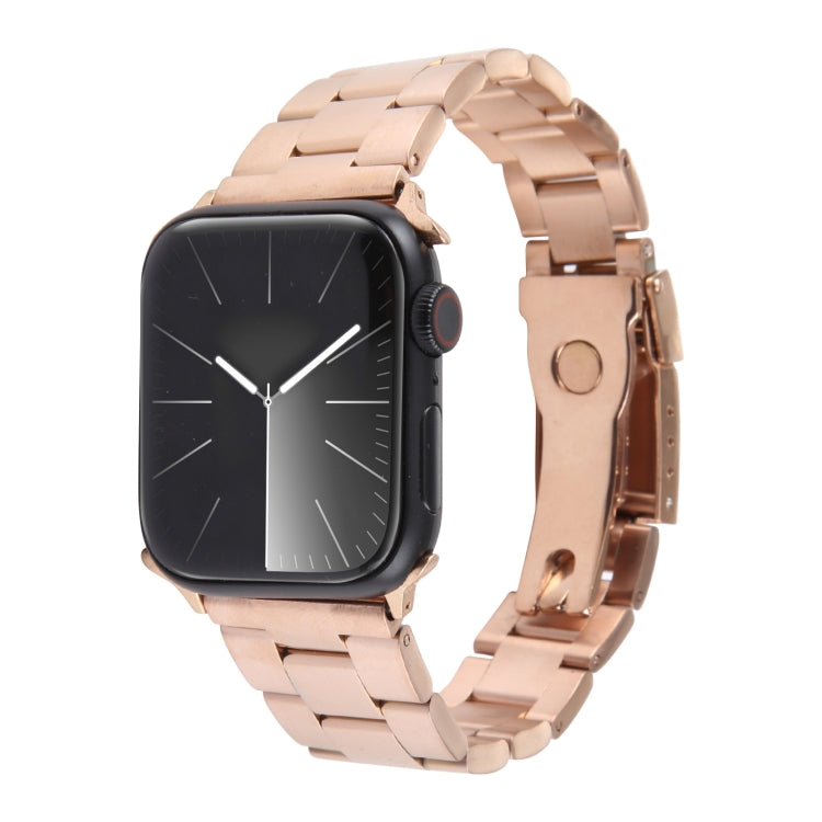 Three-Bead Stainless Steel Watch Band, For Apple Watch SE 2023 44mm, For Apple Watch SE 2023 40mm, For Apple Watch Ultra 2 49mm, For Apple Watch Series 9 45mm, For Apple Watch Series 9 41mm