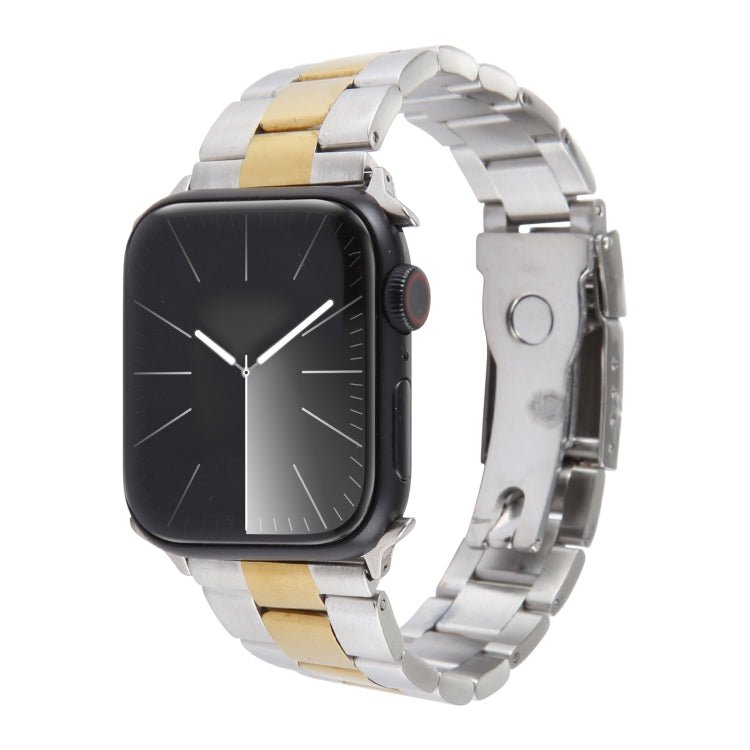 Three-Bead Stainless Steel Watch Band, For Apple Watch Ultra 49mm, For Apple Watch Series 8 41mm, For Apple Watch Series 8 45mm, For Apple Watch SE 2022 40mm, For Apple Watch SE 2022 44mm