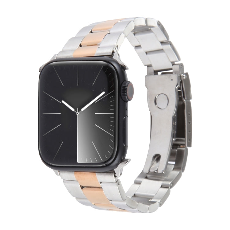 Three-Bead Stainless Steel Watch Band, For Apple Watch Ultra 49mm, For Apple Watch Series 8 41mm, For Apple Watch Series 8 45mm, For Apple Watch SE 2022 40mm, For Apple Watch SE 2022 44mm