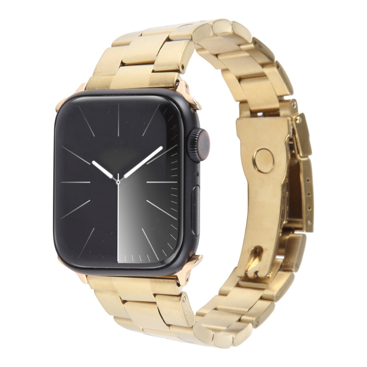 Three-Bead Stainless Steel Watch Band, For Apple Watch Series 7 41mm, For Apple Watch Series 7 45mm, For Apple Watch SE 40mm, For Apple Watch SE 44mm, For Apple Watch Series 6 40mm