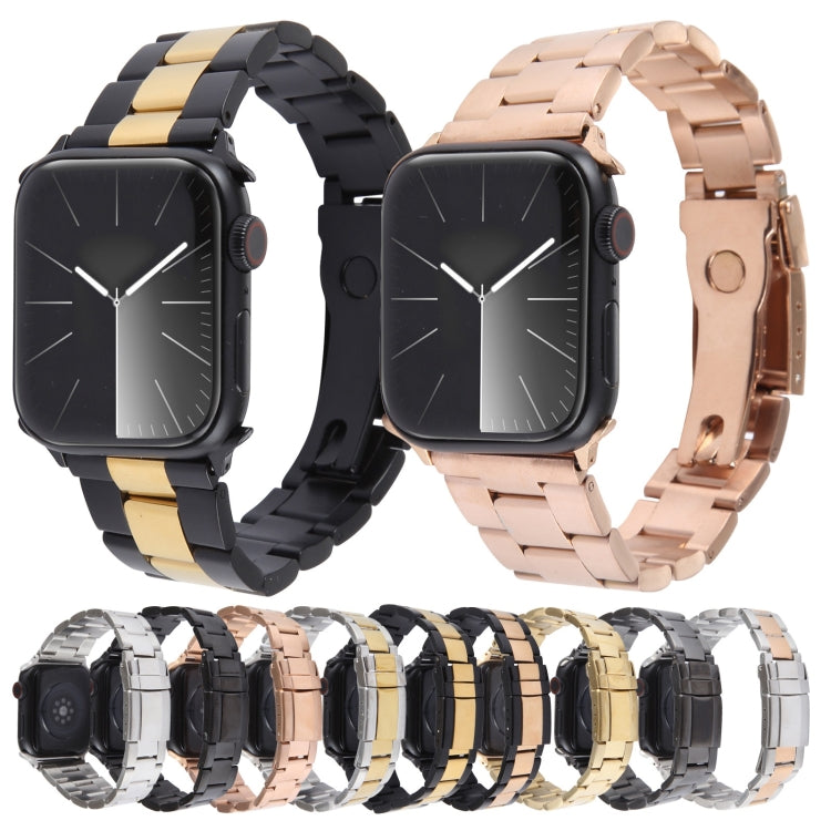 Three-Bead Stainless Steel Watch Band, For Apple Watch Series 7 41mm, For Apple Watch Series 7 45mm, For Apple Watch SE 40mm, For Apple Watch SE 44mm, For Apple Watch Series 6 40mm