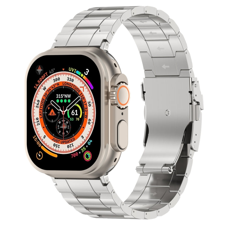 Safety Buckle Trapezoid Titanium Steel Watch Band, For Apple Watch SE 2023 44mm, For Apple Watch SE 2023 40mm, For Apple Watch Ultra 2 49mm, For Apple Watch Series 9 45mm, For Apple Watch Series 9 41mm, For Apple Watch Ultra 49mm                       ...