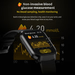 2.01 inch Milanese Steel Strap Bluetooth Call Smart Watch Support Heart Rate Monitoring / Non-invasive Blood Sugar, Milanese Steel Strap Gold