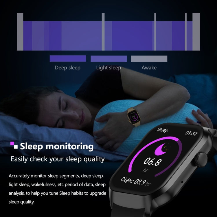 2.01 inch Milanese Steel Strap Bluetooth Call Smart Watch Support Heart Rate Monitoring / Non-invasive Blood Sugar, Milanese Steel Strap Gold