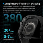 Smartwatch mit 2,01 Zoll Durchmesser, Lederarmband, Bluetooth-Anruffunktion, Herzfrequenzmessung/nicht-invasiver Blutzuckermessung, Lederarmband schwarz, Lederarmband braun