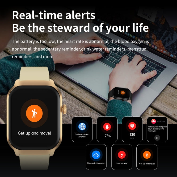 Smartwatch mit 2,01 Zoll Durchmesser, Lederarmband, Bluetooth-Anruffunktion, Herzfrequenzmessung/nicht-invasiver Blutzuckermessung, Lederarmband schwarz, Lederarmband braun