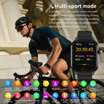 Smartwatch mit 2,01 Zoll Durchmesser, Lederarmband, Bluetooth-Anruffunktion, Herzfrequenzmessung/nicht-invasiver Blutzuckermessung, Lederarmband schwarz, Lederarmband braun