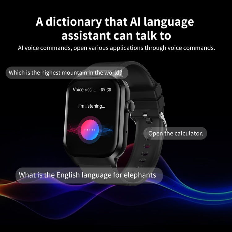 2.01 inch Silicone Strap Bluetooth Call Smart Watch Support Heart Rate Monitoring / Non-invasive Blood Sugar, Silicone Strap Black, Silicone Strap Light Yellow