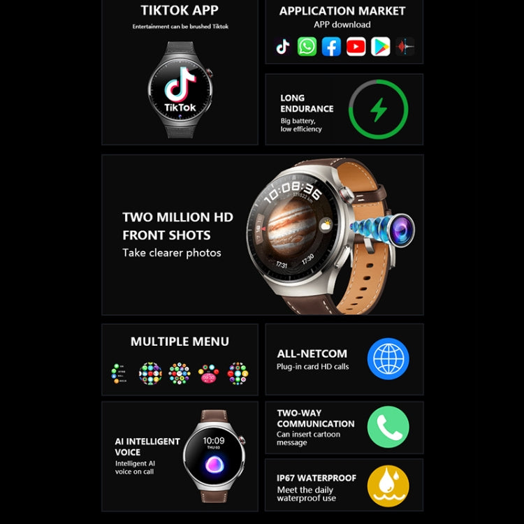 1.53 inch Front Camera Smart Watch Support AI Voice / SIM Card, 2GB+32GB