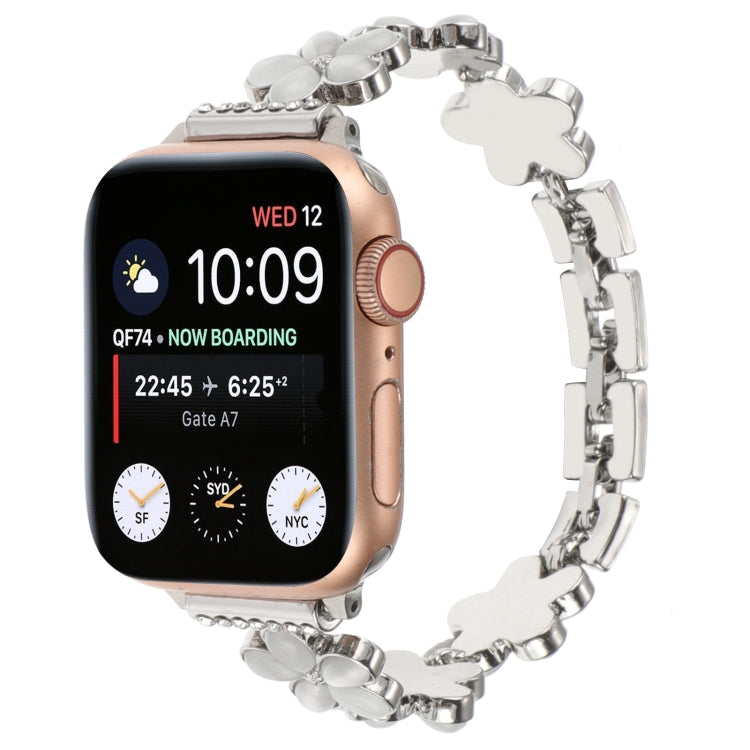 5-petaled Flower Zinc Alloy Chain Watch Band, For Apple Watch SE 40mm, For Apple Watch SE 44mm, For Apple Watch Series 6 40mm, For Apple Watch Series 6 44mm, For Apple Watch Series 5 44mm, For Apple Watch Series 5 40mm